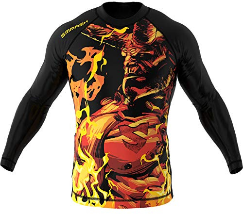 SMMASH Hellion Rashguard Niño Manga Larga, Camisetas para MMA, Artes Marciales, Deportivo Niño Camiseta, Krav Maga, BJJ, K1, Karate, Material Transpirable y Antibacteriano