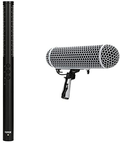 RØDE NTG4 + Micrófono de Condensador (cañón, cápsula de Condensador de bajo Ruido, Cargador USB, 150 Horas de operación), Color Negro + Microphones Blimp Suspensión para micrófonos