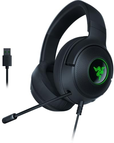Razer Kraken V3 X - Kabelgebundenes USB-Gaming-Headset (Ultraleichter Kopfhörer, TriForce 40-mm-Treiber, HyperClear-Mikrofon mit Nierencharakteristik, 7.1 Surround Sound, RGB Chroma) Schwarz