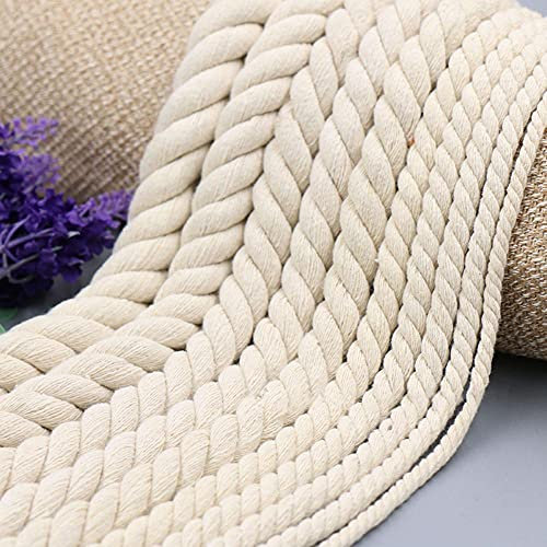 WEDSA 5mm6mm8mm10mm12mm15mm20mmDrei Strang gedreht 100% Baumwolle Seil Handmade DIY für Heimtextilien Wanddekoration-weiß 3mm25m