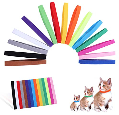 15 Stück Welpen ID Halsbänder Welpenhalsbänder Einstellbar Welpenhalsband Mehrfarbiges Nylon Halsband Hund Klein Hündchen Identification Hundemarken für Neugeborener Welpen Kitten Haustier, 15 Farben
