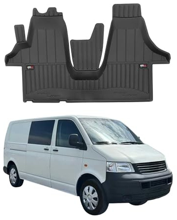 OMAC Gummi Fußmatten kompatibel mit VW Transporter T5 2003-2015 Premium Gummi Schwarz 1tlg