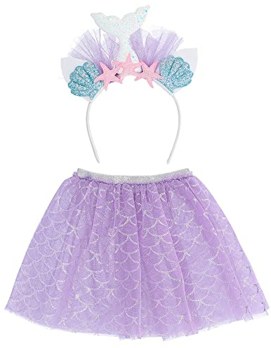 Boland 51035 Sjöjungfru-set, sjöjungfrukjol och diadem med glitter, sagodräkt för barn, sjöjungfru, kostym