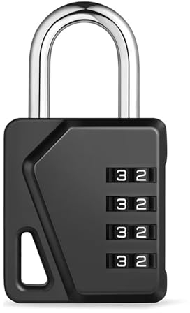 ZHEGE Vorhängeschloss mit Zahlencode, 4-Stelliges Zahlenschloss, Kombinationsschloss, Schlösser für Spind, Schule, Fitnessstudio, Nummernschloss Wetterfest für Schuppen, Zaun Tor (Schwarz, 1 Stück)