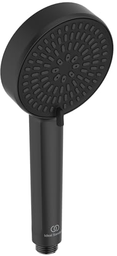 Ideal Standard Idealrain Alu+ Doccetta multifunzione, con due tipi di getto tramite selettore rotante, soffione doccia a risparmio idrico con ugelli EasyClean – Nero Opaco (100x56x232 mm)