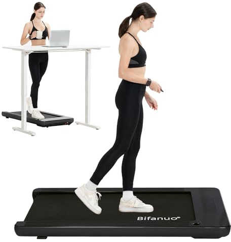 Bifanuo Gångdyna – under skrivbord, löpband, bärbar promenaddyna med fjärrkontroll, LED-display – perfekt för fitnessentusiaster i hem/kontor (svart)