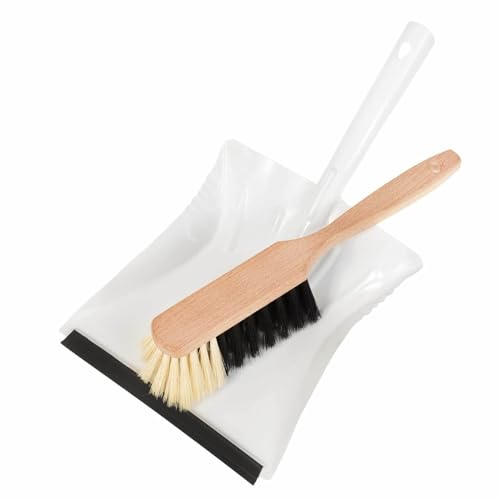 SIDCO Kehrset Handbesen + Schaufel Metall Kehrblech weiß Kehrgarnitur Handfeger Besen