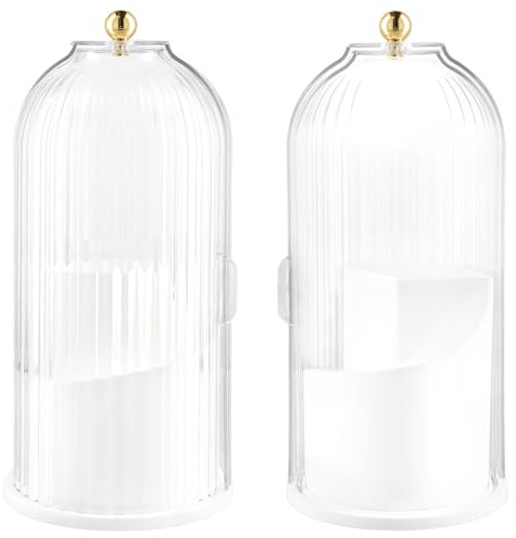 ZEONHEI 2 PCS Makeup Brush Holder Organiser, 360 Degree Rotating Makeup Organiser with Lid, 3 Compartments Cosmetics Organiser Make Up Brushes Container for Vanity, Dressing Table, Travel