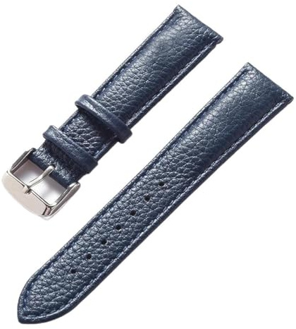 Ateldooly Bracelet en cuir de vachette Grain Litchi 13-22mm, accessoires de bracelet de montre en cuir souple pour hommes et femmes, Bleu royal, 22mm
