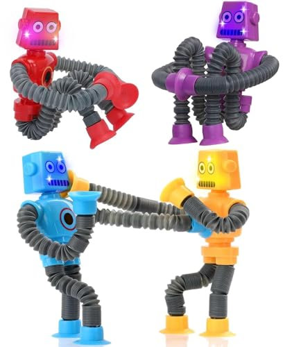 4 Pcs Telescopic Suction Cup Robot Novel Sensory Toys for Kids & Adult