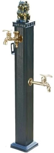 Fontana da Giardino Esterno con Rubinetto a Doppia Uscita, Colonna d'Acqua da Giardino con Rubinetto, Fontana da Pavimento Esterna Portagomma in Metallo per Giardino, Patio, Cortile, Prato
