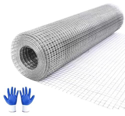 Malla de alambre de malla fina, 30 cm x 6 m, 0,5 mm de grosor de 6 x 6 mm, rollo de malla galvanizada, rejilla metálica como malla para aviarios, alambre de pollo, rejilla para roedores para bancal