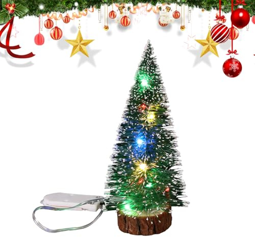 Mini julgran med LED-belysning, liten konstgjord grandekoration, juldekoration, 15 cm (L)