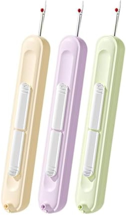 Enhebrador de agujas 2 en 1, descosechador elástico para coser, herramienta de extracción de hilo para coser a mano, tejer, punto de cruz, bordado y eliminación de hilo (3 colores)