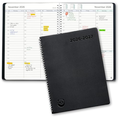 Academic Diary 2026-2027 by Smart Panda - A4 Diary, Week to View - Softcover, 30 Minute Intervals Teacher Planner, Mid Year Work and Appointment Diary, July 2026 to August 2027