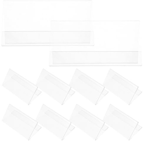 SUPVOX Targhette da Tavolo Trasparenti a V in Plastica Pet 12X6Cm Set da 10 Pezzi Bifacciali per Ufficio e Conferenze Porta Cartellini per Scrivania Design Stabile e Applicazioni