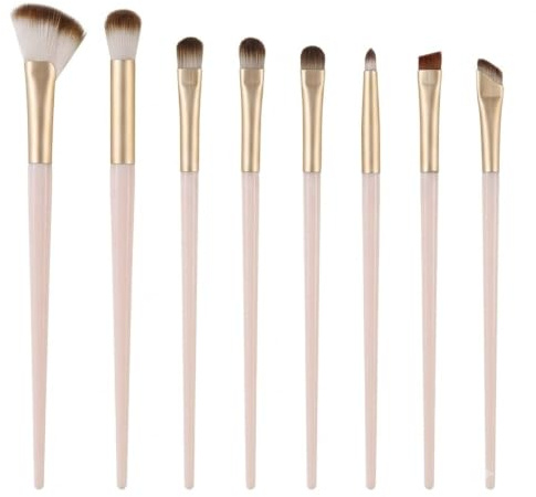 TSUOUKL 8 Piezas Juego de Brochas para Ojos, Set de Pinceles de Sombra de Ojos, Delineador y Cejas, Contorno de Nariz, Herramientas de Maquillaje Profesional para Principiantes Suave Sintético