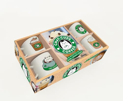 Chat-cups coffee: Coffret avec 4 mini-tasses et 1 livret de recettes