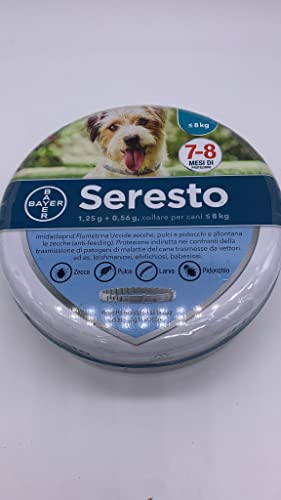 Seresto Collare per Cani Fino a 8kg, Nylon, Unisex, Solido, Piccola Taglia