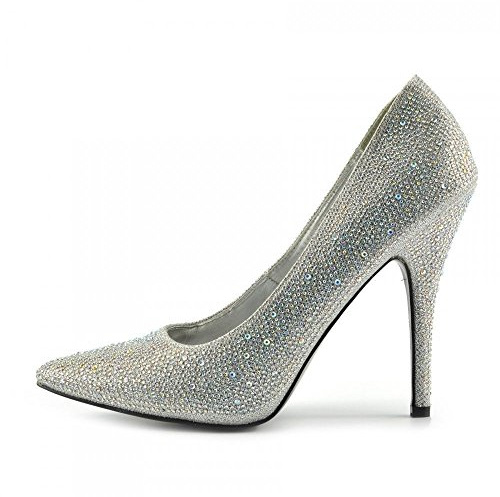 Bismaa Mens Womens Drag Queen Cross Dresser HIGH Heel Pointy Toe Court Shoes Big Sizes UK 9,10,11,12 (UK 12/EU 46, Silver Glitter)