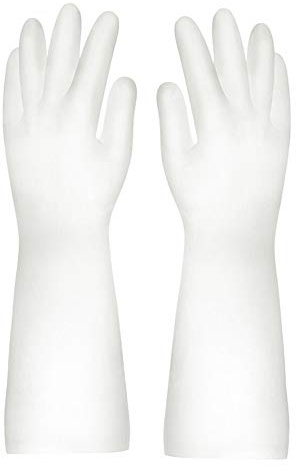 Egurs Guanti in gomma antiscivolo, riutilizzabili, da cucina, da bagno, da lavare, colore: bianco