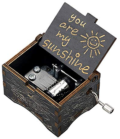 uwows Carillon a manovella in Legno Vintage Sei Il Mio Regalo Sunshine per Gli Amanti della Famiglia Compleanno/Natale/San Valentino (Black-You Are My Sunshine)