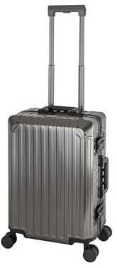Travelhouse Koffer 100% Aluminium Reisekoffer Bordkoffer Hartschalen-Koffer Handgepäck 55cm· Teleskopgriff · 4 Silent Move Doppelrollen 2X TSA Schlösser · Grau