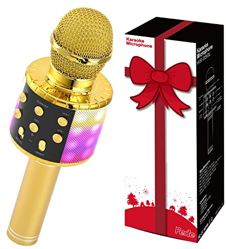 Fede Karaoke Mikrofon, Bluetooth Karaoke Mikrofon Kinder, Geschenke Spielzeug für Teenager Mädchen Jungen, Tragbares KTV Lautsprecher Recorder für Smartphone PC