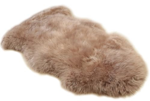 Woolous Alfombra Piel Oveja 90x60 cm, Alfombra Lana de Nueva Zelandac, Alfombras Pelo Largo Extra Gruesa para Salón, Dormitorio, Silla (Marrón)