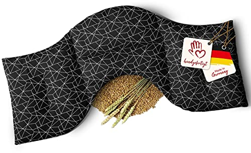 navango® Schulterkissen | Körnerkissen für Mikrowelle & Backofen geeignet | Schwarz | Mit Weizenfüllung handgefertigt in Deutschland | ca. 50 x 25 cm | 4 Kammern | OEKO-Tex Baumwolle