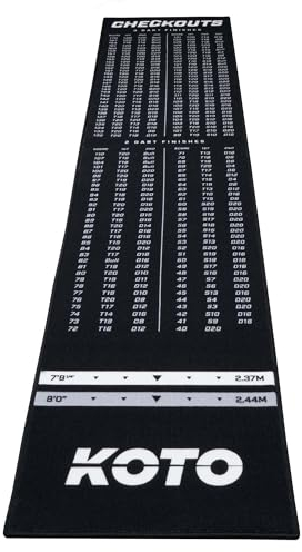 KOTO - Carpet Checkout Black, 285 x 60cm Incl. Score Indicator, Non Slip Carpet Dart Mat, Professional Dart Mat, Protect Floor & Darts