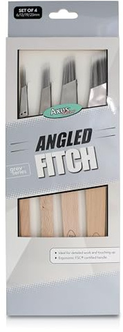 Axus Decor Winkelpinsel Fitch (Grau-Serie) – Pinselset (6, 13, 19, 25) – für Detailarbeiten und Ausbessern, mit FSC-zertifiziertem Buchenholzgriff