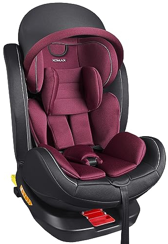 XOMAX XZ-16 Kindersitz drehbar 360° mit ISOFIX und Liegefunktion I mitwachsend I 0-36 kg, 0-12 Jahre, Gruppe 0/1/2/3 I 5-Punkt-Gurt und 3-Punkt-Gurt I Bezug abnehmbar, waschbar I ECE i-Size 129R