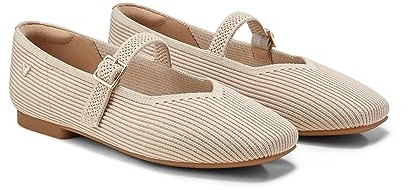 VIVAIA Margot Mary Jane Women Flat Shoes Comfortable Slip on Square-Toe Ballet Flats with Arch Support Washable Shoe Almond Size 8