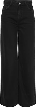 Pieces Femme Pcselma Bl102 Noos BC Jean Large, Jean Noir, 28W / 30L EU