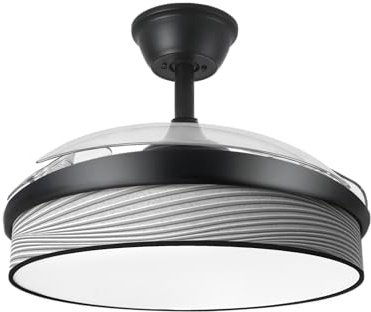 ABRILA - Ventilador DC MODA | Color Negro con tres Aspas Desplegables ABS (Negro/Gris)