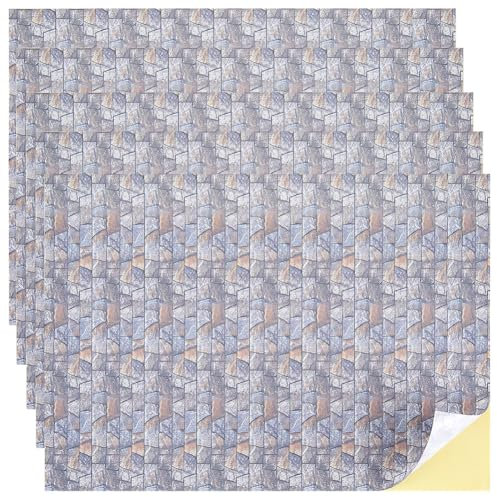 CRASPIRE 6 Hoja de Minicasa En Miniatura de Ladrillos de Arenisca Gris Suelo de Madera Papel Tapiz Papel Tapiz Vintage Autoadhesivo de 12.7x8.3 Pulgadas Calcomanías Adhesivas para Despegar Y Pegar