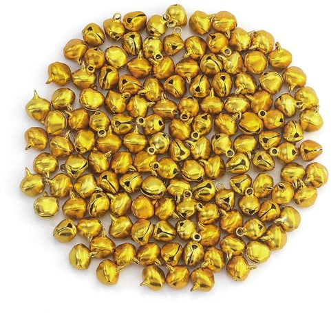 132 cascabeles dorados de cobre, minicascabeles para joyas, manualidades, envoltorios de regalo, Navidad, decoración, 12 mm