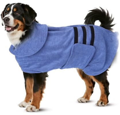 Nobleza Accappatoio per Cani in Microfibra con Velcro, Super Assorbente e Ad Asciugatura Rapida, Accappatoio per Cani e Gatti, Cinque Taglie, Morbido Asciugamano per Cani (XL)(1)