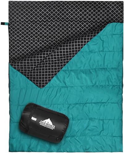 AGEMORE Cotton Flannel Double Sleeping Bag, 2 Person Camping Sleeping Bag