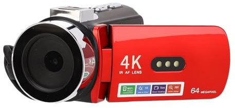 Bewinner 4K -videokamera, 64MP UHD Vlogging Camera med 3,0 Tum 180 Graders Rotationsskärm, Compact WiFi Travel Camcorder, 4800mAh