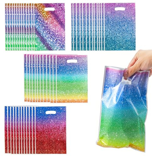 50PCS Gradient Colour Tote Bags, Party Bags for Kids Party, Small Gift Bag for Birthday Presents, Perfect for Children's Birthday Party Favors and Candy