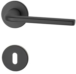 Ghidini Maniglia per porte interne TOY, zama, finitura ZNO, con rosetta tonda Ø50x5 e bocchetta foro chiave, ideale per porte con spessore standard di 38-42mm