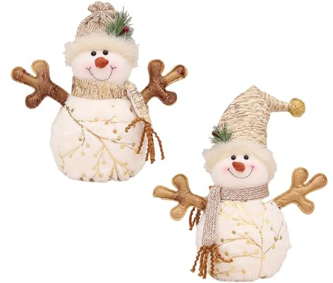 Qcbuegof Temporada de vacaciones elegantes figuras de muñeco de nieve con regalos portátil sentado ornamento accesorio para decoración de fiestas en el hogar decoración de festivales