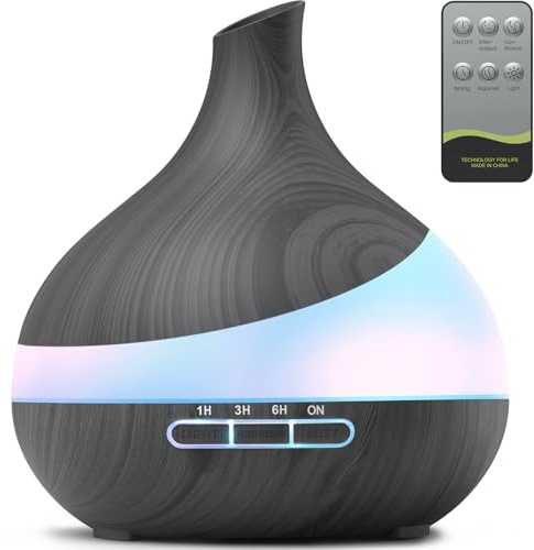 HJTHJT 500ML Essential Oil Diffuser: Aroma Diffuser with Remote Control for Hotel Spa Yoga Room - Humidifiers for Bedroom with 14 Colors LED Night Light for Kids/Women Home Relaxation