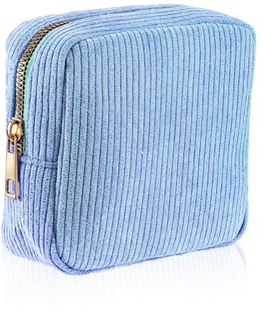 Yuanchu Period Bag for Teen Girls, Corduroy Sanitary Napkin Storage Bag Sanitary Tampon Bags Cute Period Pouch Soft Menstrual Cup Pouch for School Office Storage Sanitary Products(Blue)