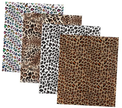 SHINEOFI Film Thermocollant Motif Léopard 4 Pièces 30x25 Cm Pvc Pu Multicolore, Transfert Textile DIY pour Vêtements et Décoration, Usage Loisirs Créatifs, Couture, Couleur Aléatoire