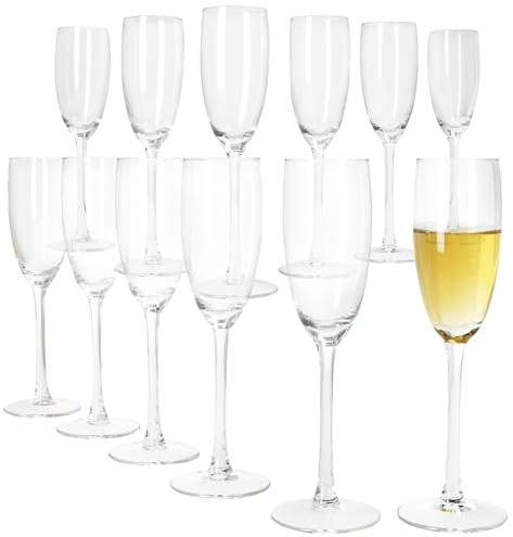MamboCat Lot de 12 flûtes à champagne Grande Royal - 120 ml - Hauteur : 22 cm - Verre à champagne transparent moderne avec pied - Flûte à champagne pour prosecco, champagne, etc. - Verres transparents