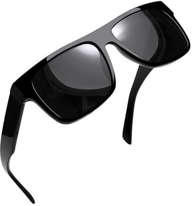 Joopin Polarized Square Sunglasses Men Women Flat Top Sun Glasses UV Protection Oversized Acetate Shades Sunnies (Black)