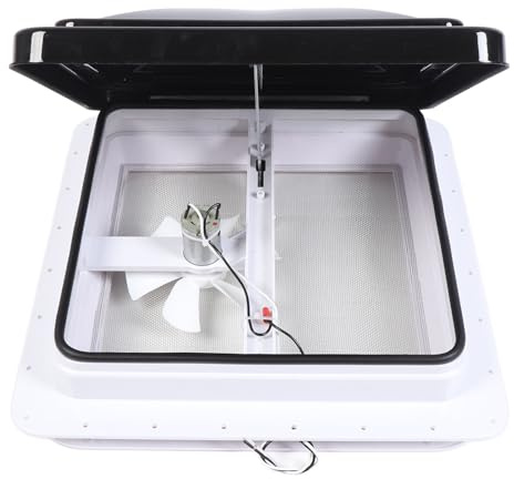 ZASCHMOY Ventilateur de Toit pour Camping-car de 14 Pouces avec Moteur DC12V, Lame de 6 Pouces Résistante au Soleil, Couvercle Noir pour Remorques, Camping-cars et -cars
